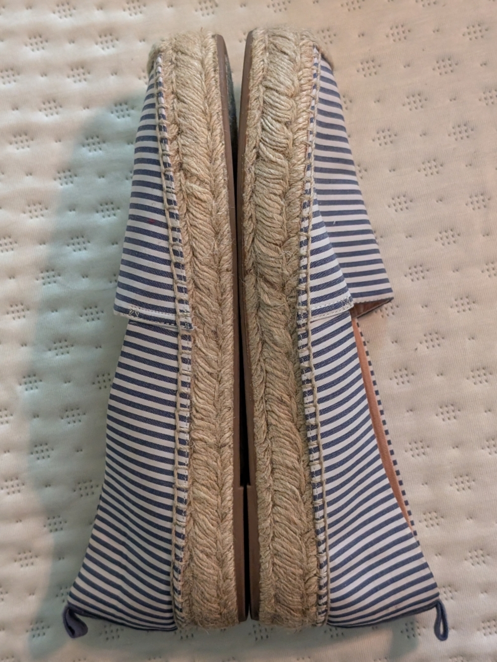 JCrew Striped Navy and White Espadrille Flats - Women 10.5 - Picture 3 of 8